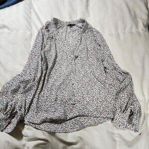 Colored Prokadot RW & Co long sleeve blouse with built in tie